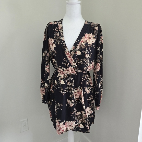 Honey Belle Womens Medium Floral Blue Wrap Dress - Picture 2 of 16